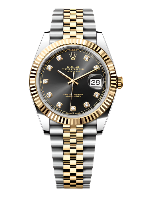 Rolex - Unworn Two Tone Yellow Gold Datejust 41mm Black Diamond Dial Jubilee Bracelet 126333