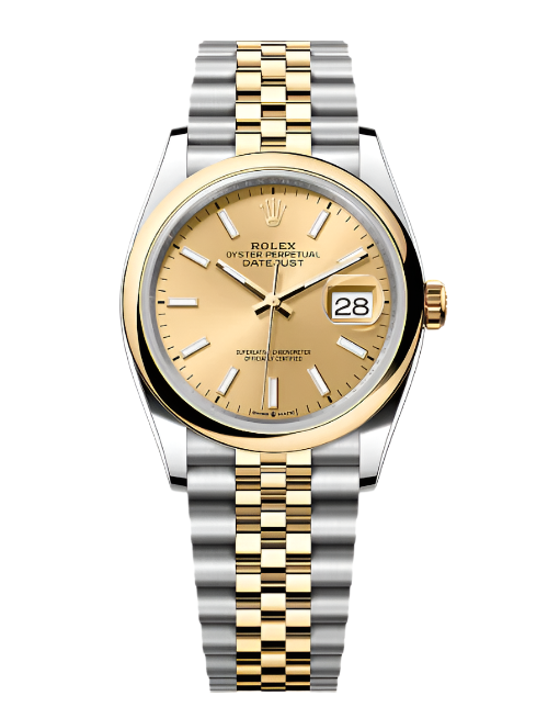 Rolex - Unworn Two Tone Yellow Gold Datejust 36mm Champagne Index Dial Jubilee Bracelet 126203