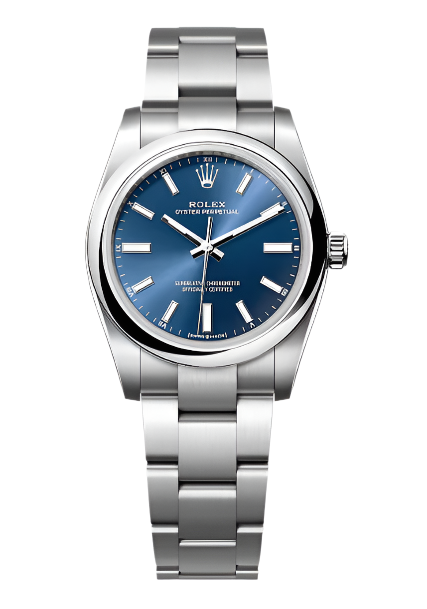 Rolex - Unworn Stainless Steel Oyster Perpetual 34mm Blue Dial 124200