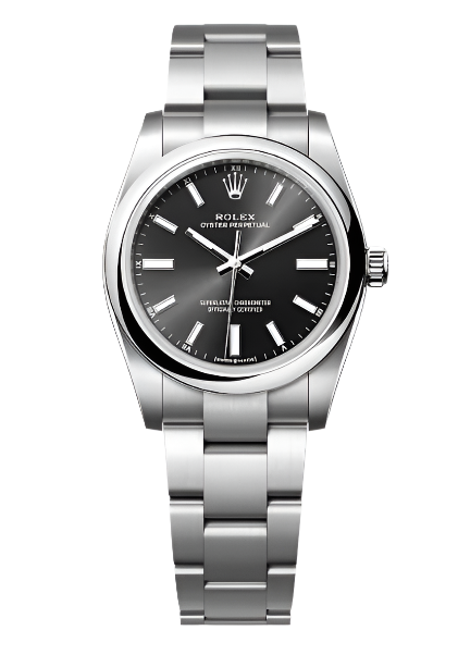 Rolex - Unworn Stainless Steel Oyster Perpetual 34mm Black Dial 124200