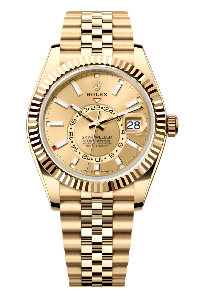 Rolex - Unworn Yellow Gold Sky-Dweller Champagne Dial Jubilee Bracelet 336938