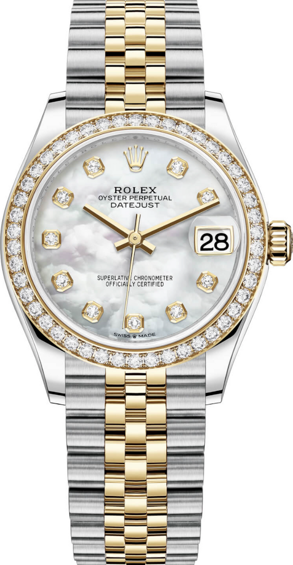 Rolex - Pre-owned Two Tone Yellow Gold Datejust 31mm MOP (Mother of Pearl) Dial Diamond Bezel 278383RBR