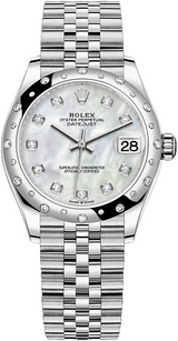 Rolex - Pre-owned Stainless Steel Datejust 31mm MOP (Mother of Pearl) Dial Diamond Bezel 278344rbr