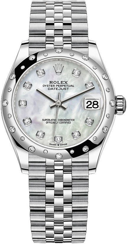 Rolex - Pre-owned Stainless Steel Datejust 31mm MOP (Mother of Pearl) Dial Diamond Bezel 278344rbr