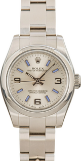 Rolex - Pre-owned Oyster Perpetual 26mm Silver & Purple Dial 176200