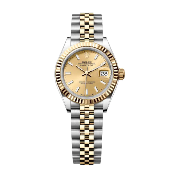 Rolex - Pre-owned Two Tone Yellow Gold Datejust 28mm Champagne Dial 279173