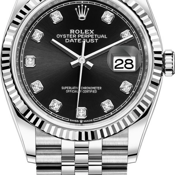 NEW Rolex Datejust 126234 Stainless Steel and White Gold Watch with Black  Diamond Dial Jubilee 2023