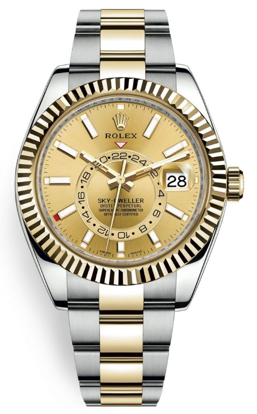 Rolex - Pre-owned Two Tone Sky-Dweller Champagne Dial 326933